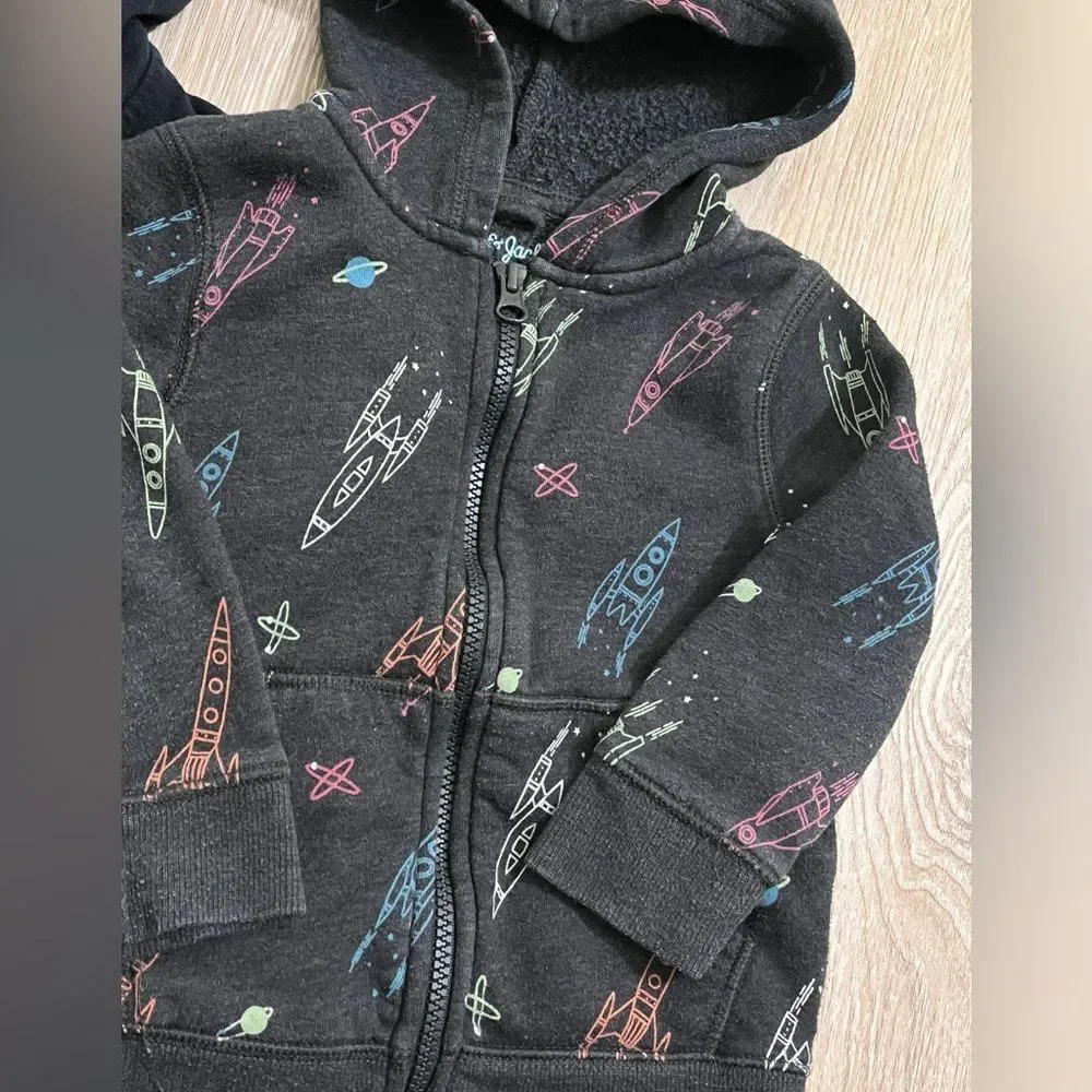 Lot of 2 Fleece Jacket Hoodie Carter's Cat & Jack Sz 2T